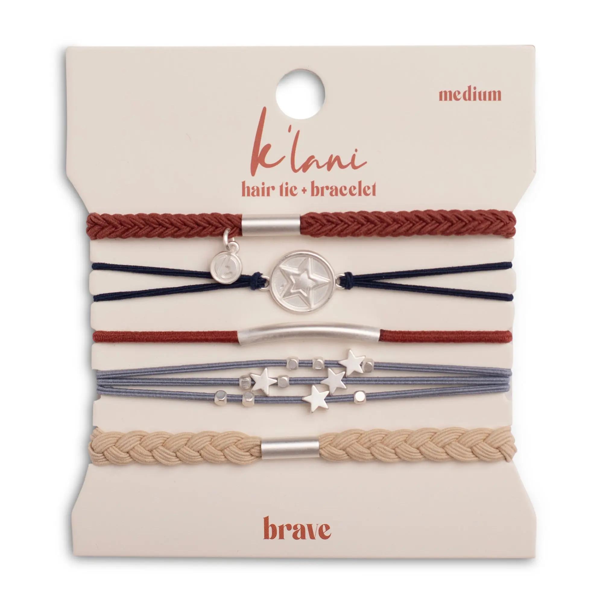 "Brave" Red, White & Blue with Silver Star Accents