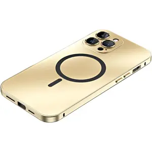 MagSafe Compatible Purple Aluminum Metal Frame 2 in 1 Case with Magnetic Lock & Slim Fit Military Grade Drop Protection Shockproof Cover for iPhone12 13 14 15 16 17 Air promax