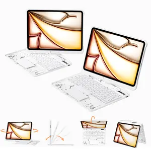 2026 Lecsas High Appearance 360 Swivel Keyboard withtransparent case for iPad(not include iPad!!!)