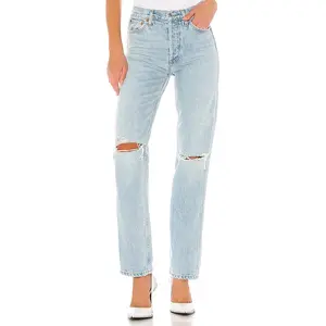 RE/DONE Originals High Rise Loose Jeans in Bleach Destroy