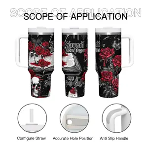1pc Gothic Book Lover Stainless Steel Insulated Thermo Tumbler with Handle & Straw, 40oz Double Wall Vacuum Travel Mug, Thermo Cup, Spread Those Pages Like A Good Girl, Bookish Gift for Her,Perfect for Valentine's Day and Halloween gifts.