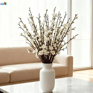 12Pcs Artificial Branches Faux Plum & Silk Cherry Blossom Long Stems, Realistic Floral Decor, Designer Home Decor & Perfect Holiday Valentine's Day Gift, Fake Flower Bouquet for Home Room Decor
