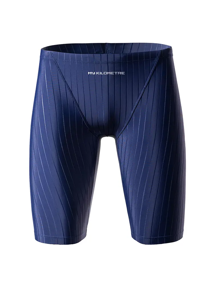 MY KILOMETRE Men's Jammers Racing Swimsuit Endurance Solid Navy Blue Man Training Swim Trunks Quick Dry Athletic Swimming Shorts Chlorine Resistant Remain Durable Throughout Use Low moisture absorption Four-Way Stretch technology