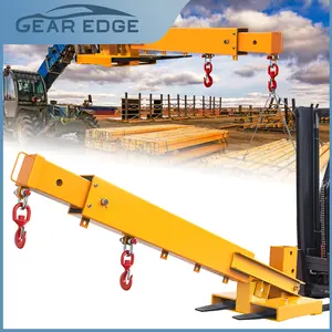 YINTATECH Forklift Mobile Crane 6000lbs/3T Capacity Adjustable Hoist Pivoting Forklift Jib Boom Crane Forklift Lifting Attachment 2 Hooks Hoisting Attachment for Forklift