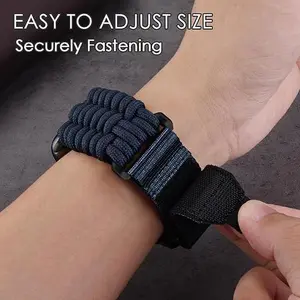 【only band for gift】Orange Paracord Band Compatible with Apple Watch Ultra 2 49mm & Series 1-9 42-49mm Rugged Survival Nylon Strap for Men Sports Loop - Metal