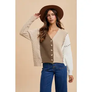 AW Brown Patch Cardigan