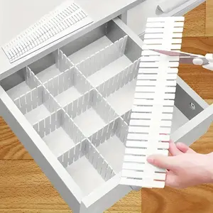 [Adjustable Organizers] 4Pack Adjustable & Removable Plastic Drawer Organizers | For Underwear, Socks, Cosmetics, Stationery Storage, Suitable for Home, Office, Kitchen Use