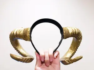 Gold Horn Demon Nymph Ram Horn Headdress Diablo Halloween Costume