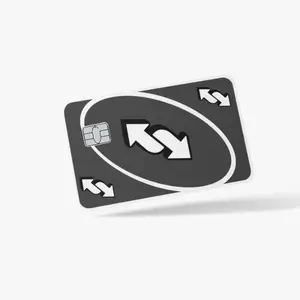 Uno Reverse Card Small Chip Holographic Credit Card Decal Sticker Card Skin