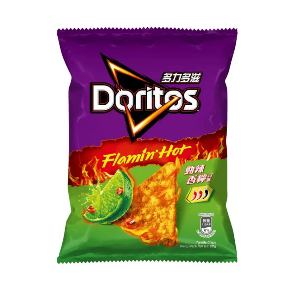 Doritos Spicy Crunchy Corn Chips - Taiwan Flamin' Hot Lime Flavor Snacks, Crispy Style Crisps & Puffed Snacks, 68g