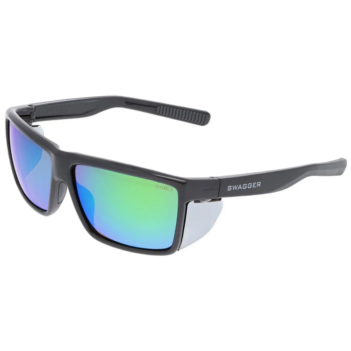 MCR Safety Swagger SR2 Industrial Work Glasses - Charcoal Frame, Green Mirror Lenses, Safety Gear, Safety Equipment, Retro