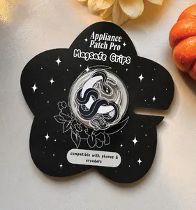 Witchy Snake Moon MagSafe Phone Grip, Gothic Horror Aesthetic Pop Socket, Spooky Magnetic Phone Holder, Kindle Grip Stand, Bookish Gift Accessory
