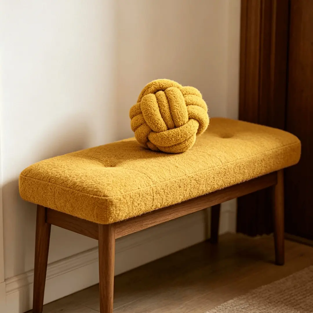 1 Piece Plush Woven Ball Pillow, Sofa Pillow Decor, Round Decorative Pillow for Sofa and Living Room