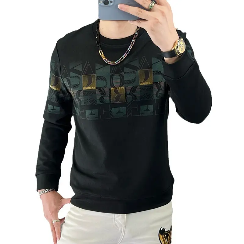 Men's Longsleeves Hoodie - Autumn New Fashion Pullover, Round Neck Base Layer, Casual Versatile Sweatshirt with Red Armchair Design