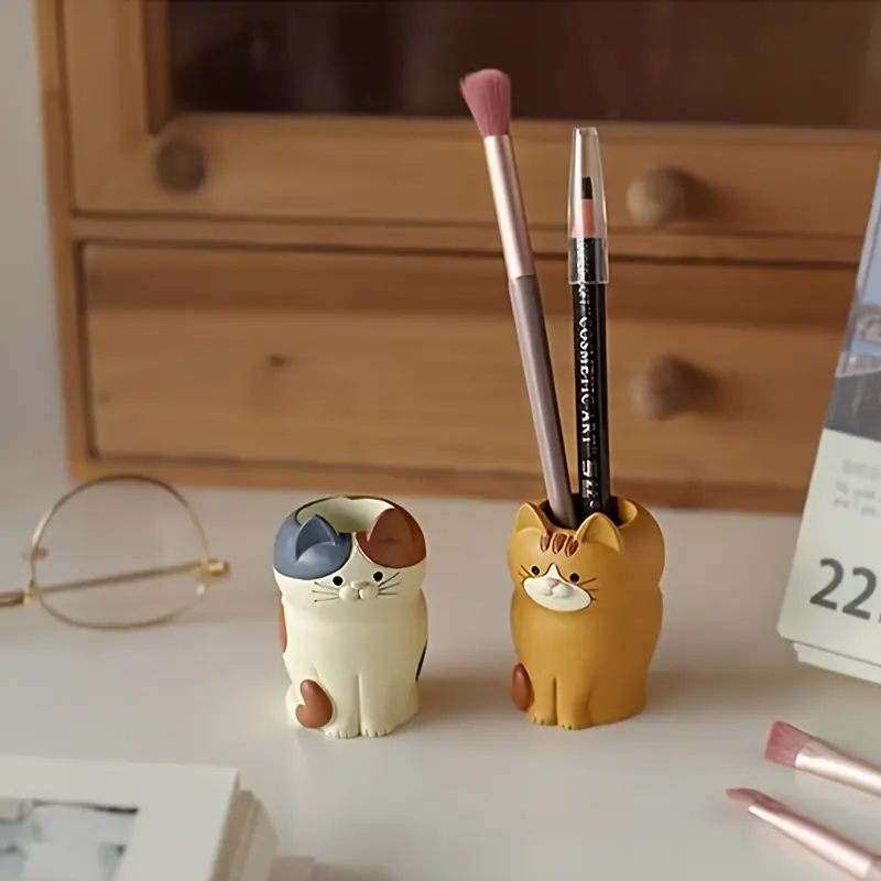 1pc Cute Cat Pen Holder, Glasses Frame, Lazy Mobile Phone Holder, Cat Pen Holder, Can, Office Stationery, Knick-knacks
