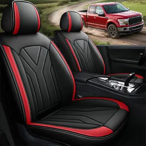 2Pcs Car Seat Covers Set For 2009-2024 Ford F150 SSV/STX Waterproof Premium PU Leather Car Seats Cushion Protector Anti Slip Seat Replacement Airbag Compatible Easy to Install Clean