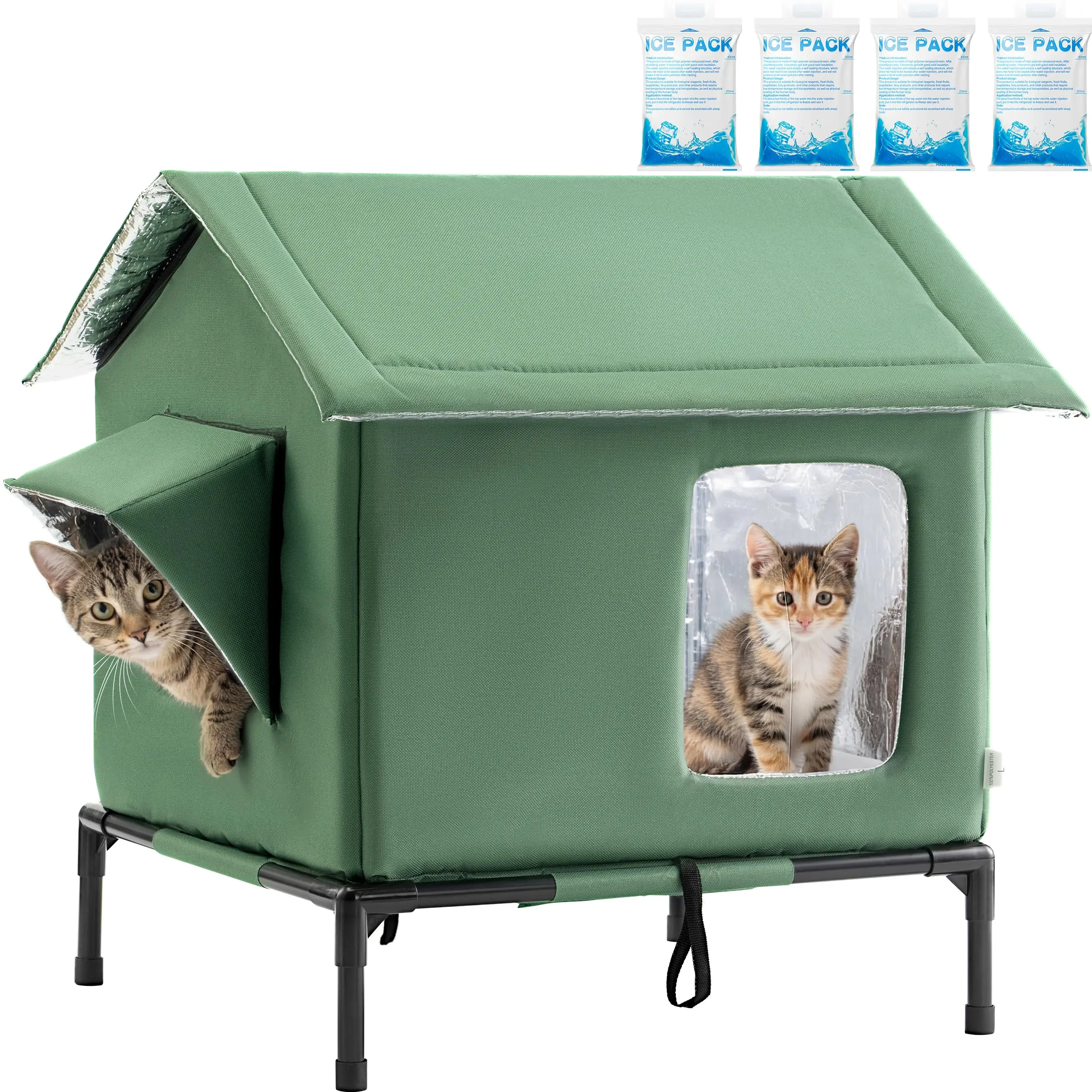 House Weatherproof - All-Season Insulated Cat Shelter for Stray & Feral Cats, Spacious 17.7" L x 15.7" W x 21.6" H Interior, Waterproof & Windproof Design for Yard, Porch, Garage Kittens Enclosed, Enclosure