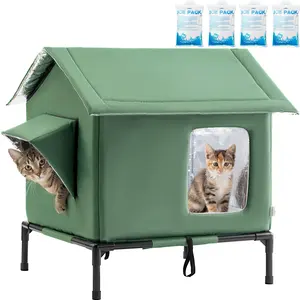 House Weatherproof - All-Season Insulated Cat Shelter for Stray & Feral Cats, Spacious 17.7" L x 15.7" W x 21.6" H Interior, Waterproof & Windproof Design for Yard, Porch, Garage