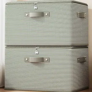 2-Pack Fabric Storage Bins with Lid, Large Capacity Closet Organizer, Dormitory Foldable Clothes Box, Home Storage Solution, Collapsible Storage Bins