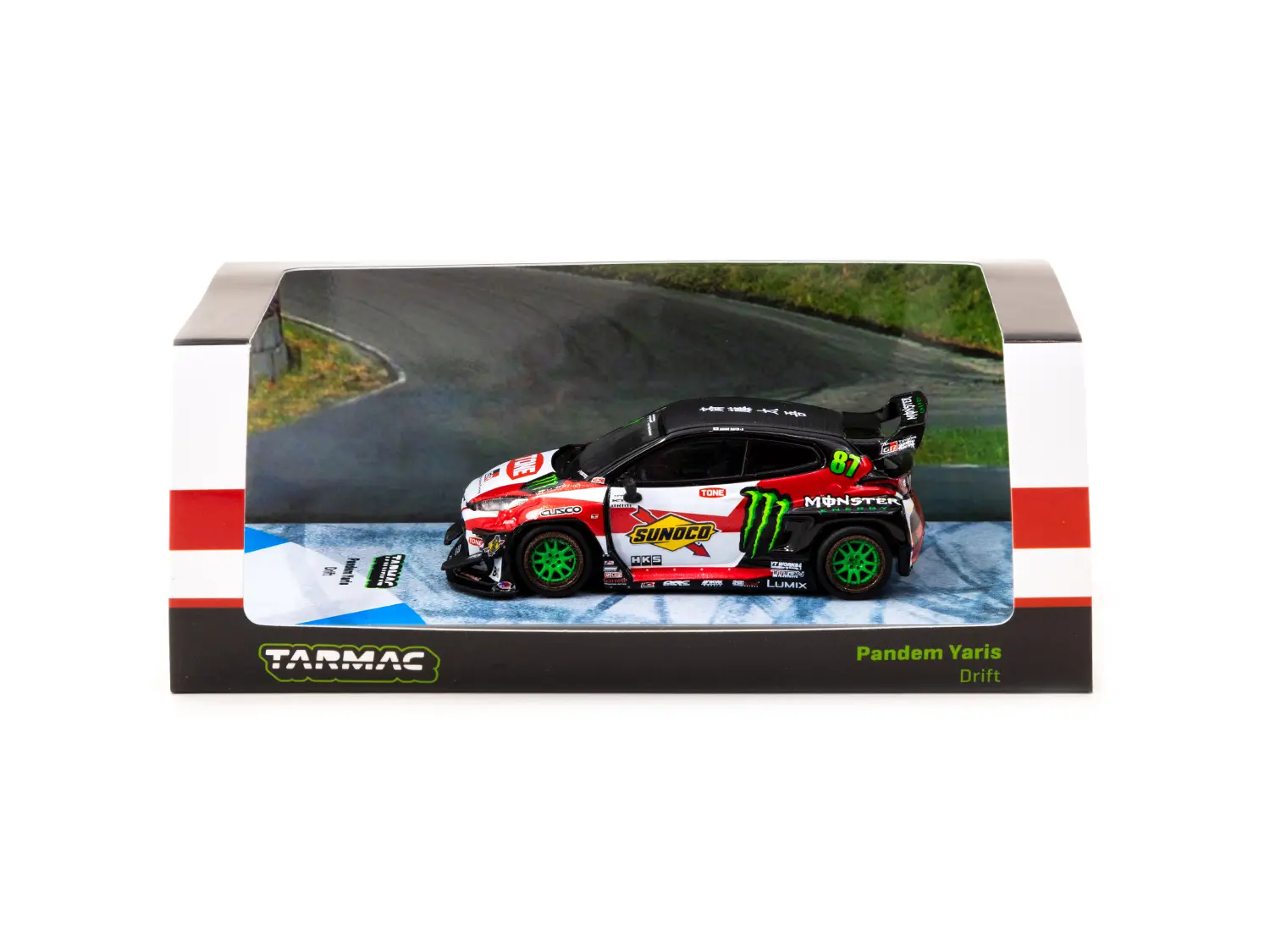 TARMAC WORKS Hobby64 Pandem Yaris Drift #87 1:64 Scale Diecast Collectible Model Car
