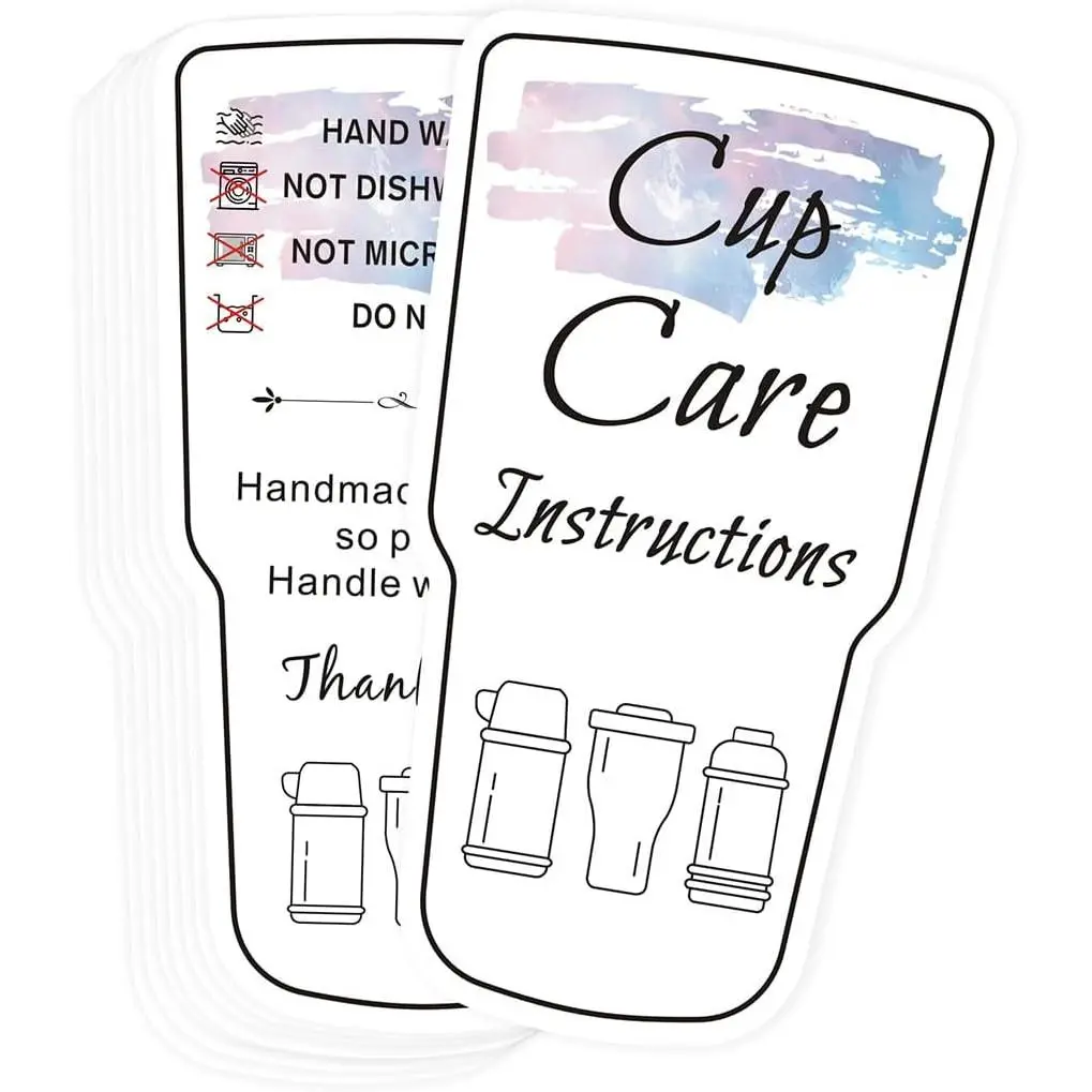 240 count Tumbler Care Instructions Cards Packaging Customer Direction Card for Tumbler, Cup, Mug Small Business Online Shop Owner 3.5 x 2 Inch (cup shape)