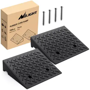 Nilight 7-Inch Heavy-Duty Textured Anti-Slip Grip Curb Ramp Pair, 7000lbs Load Capacity, Stable Access for Automotive Vehicles, Motorhomes
