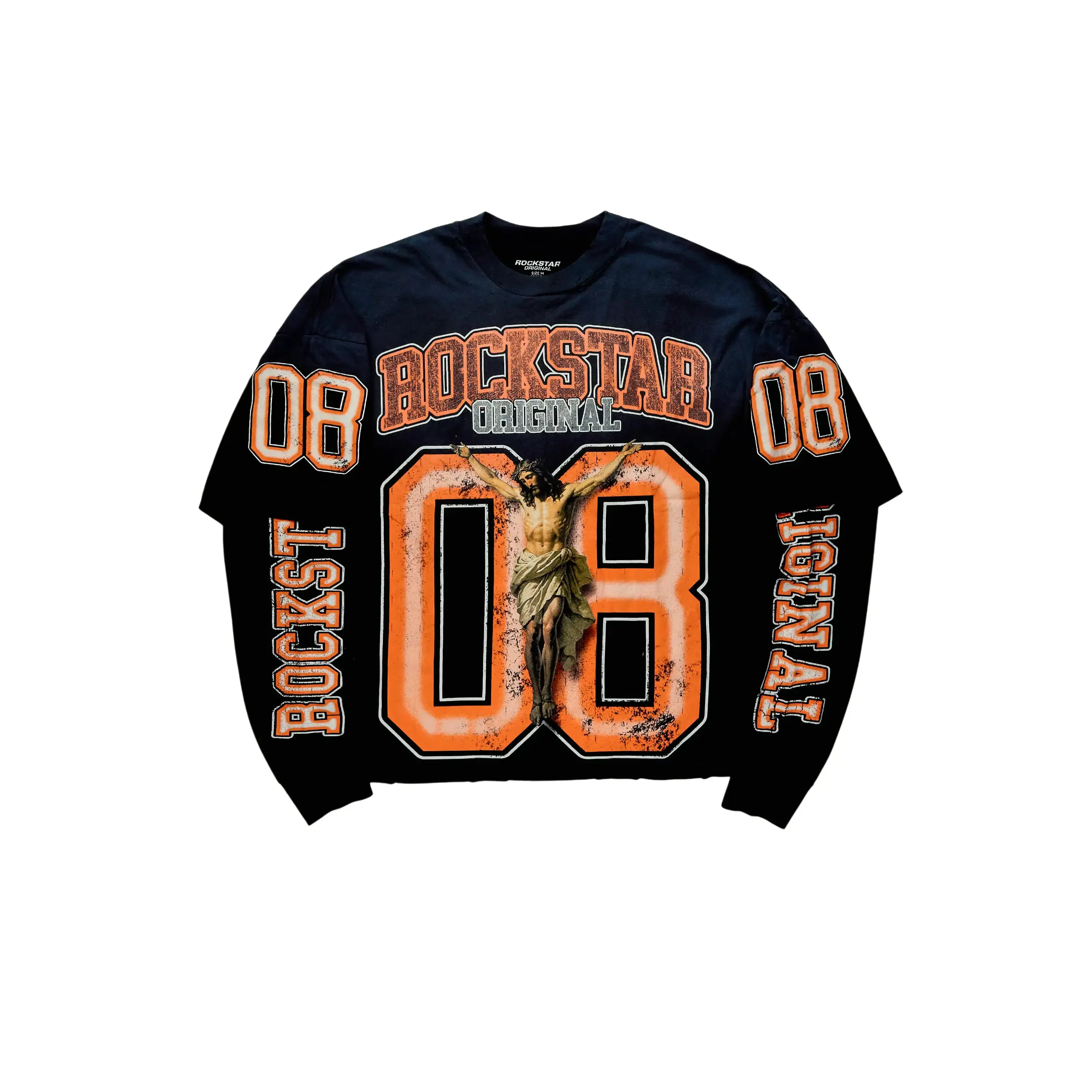 Fields Black/Orange Double Layer Long Sleeve Graphic T-Shirt