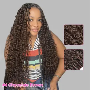 [New Arrival] Bgmgirl Natural Black & Chocolate Brown #4 Crochet Human Hair Burmese Curly Hair for Miracle Knots Boho Braids Knotless Pre-Separated 50g/Bundle Time Saving Summer Look 4/27 Brown Highlights & Honey Blonde #SummerVibes #mothersdaygift summer