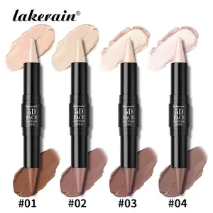 Dual-Ended Contour & Highlighter Stick, 2 in 1 Creamy Matte and Shimmer Bronzer for Sculpting & Pearlescent Highlighter for Glowing Lift, Waterproof, Smudge-Proof, Long-Lasting Wear, Blendable Makeup for A Chiseled Look