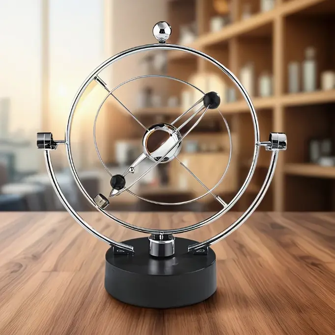 A Perpetual Motion Device Featuring a 3D Celestial Orbit Design, Ideal As a Decorative Piece for an Office Desk, Resembling a Galaxy Rocker