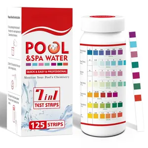 Pool Test Strips 7 Way, 125 Quick Swimming Pool Test Strips, Reliable Hot Tub  Water Testing Kit for Bromine,  Alkalinity, pH, Free Chlorine,  Hardness, Cyanuric Acid, and  Chlorine
