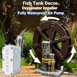 Silent Mini Aquarium Air Pump with Spinning Water Wheel, Windmill Aquascape Decor Kit, Portable Oxygen Aerator for Freshwater/Planted/Reef Tanks, Beginner Aquascaping, Outdoor Fishing & Aquatic Transport