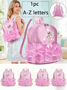 1pc Nylon Lace Dance Bag A-Z 26 Letters Fashion Backpack | Ballet Dance Class Gifts For Women Girlfriend, Double Shoulder Latin School Bag, Ballet Shoes & Dancewear Storage | Practice Gym Travel Sports Shoulder Bookbag, Cute Letter Print Rucksack