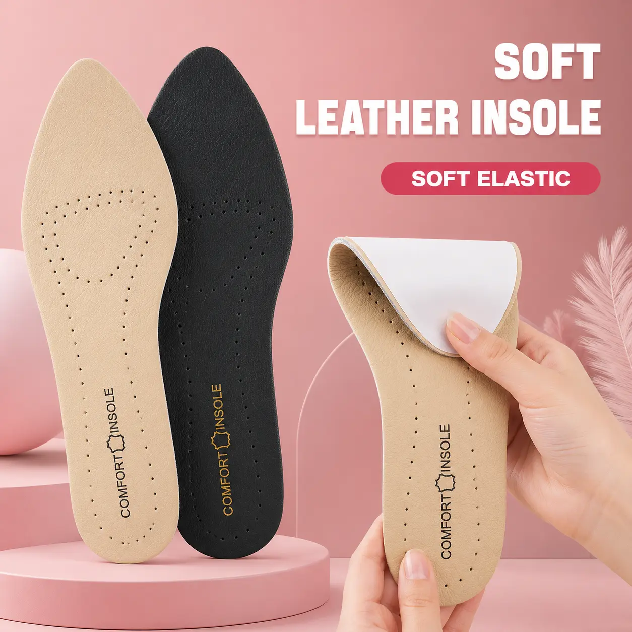 Leather Women Shoes Insoles Soft Non-slip Shoe Pads Comfort Arch Support Insole for Feet Plantar Fasciitis Relief Shoe Inserts