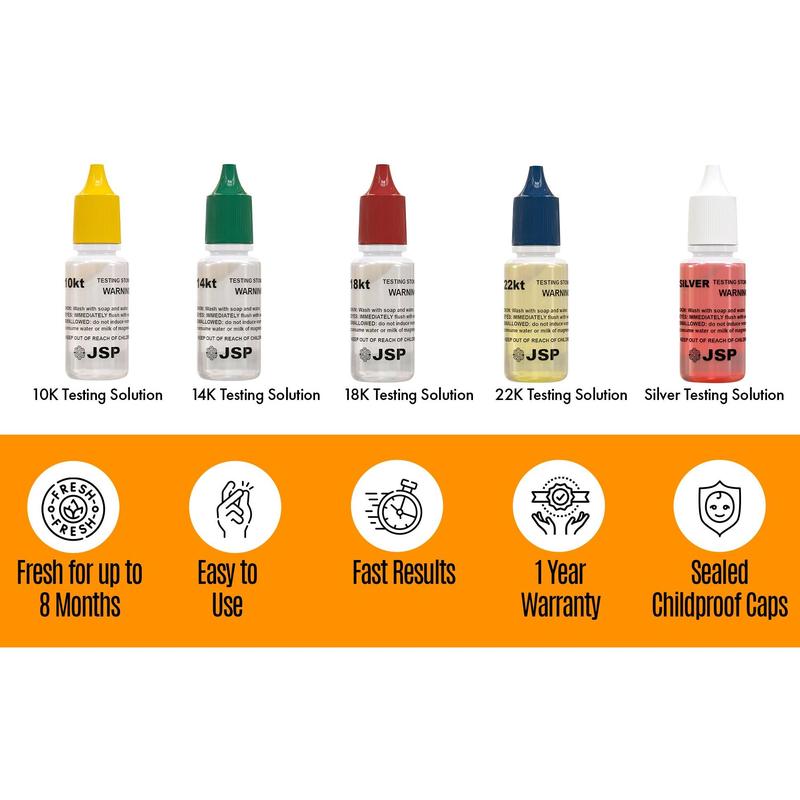 Gold and Silver Jewelry Testing Solutions Kit 10k 14k 18k 22k 24k Scratch Stone Acid Test Scrap Bars Coins