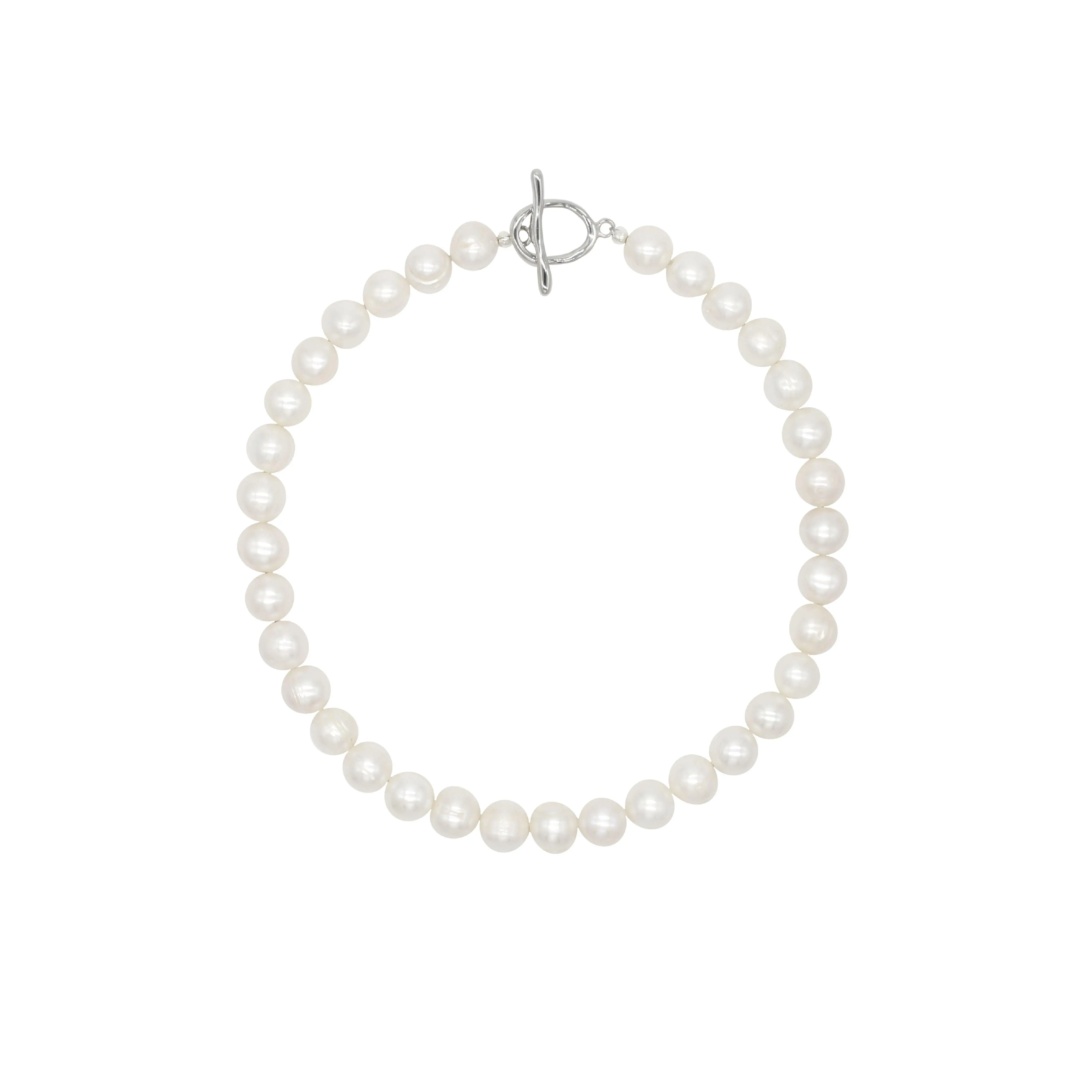 XL Pearls - Natural White Large Pearl Necklace 17″
