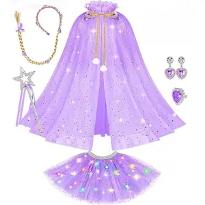 Easter Gift Girls Light Up Unicorn Princess Dress Up Set – Cape, Crown & Costume Outfit for Ages 3-6