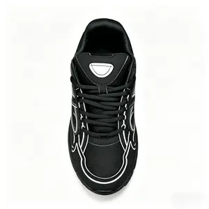 Black Casual Chunky Sneakers for Men Women - Stylish Contrast Stitch Mesh Running Shoes, Breathable Lightweight Athletic Trainers for Everyday Wear & Street Style