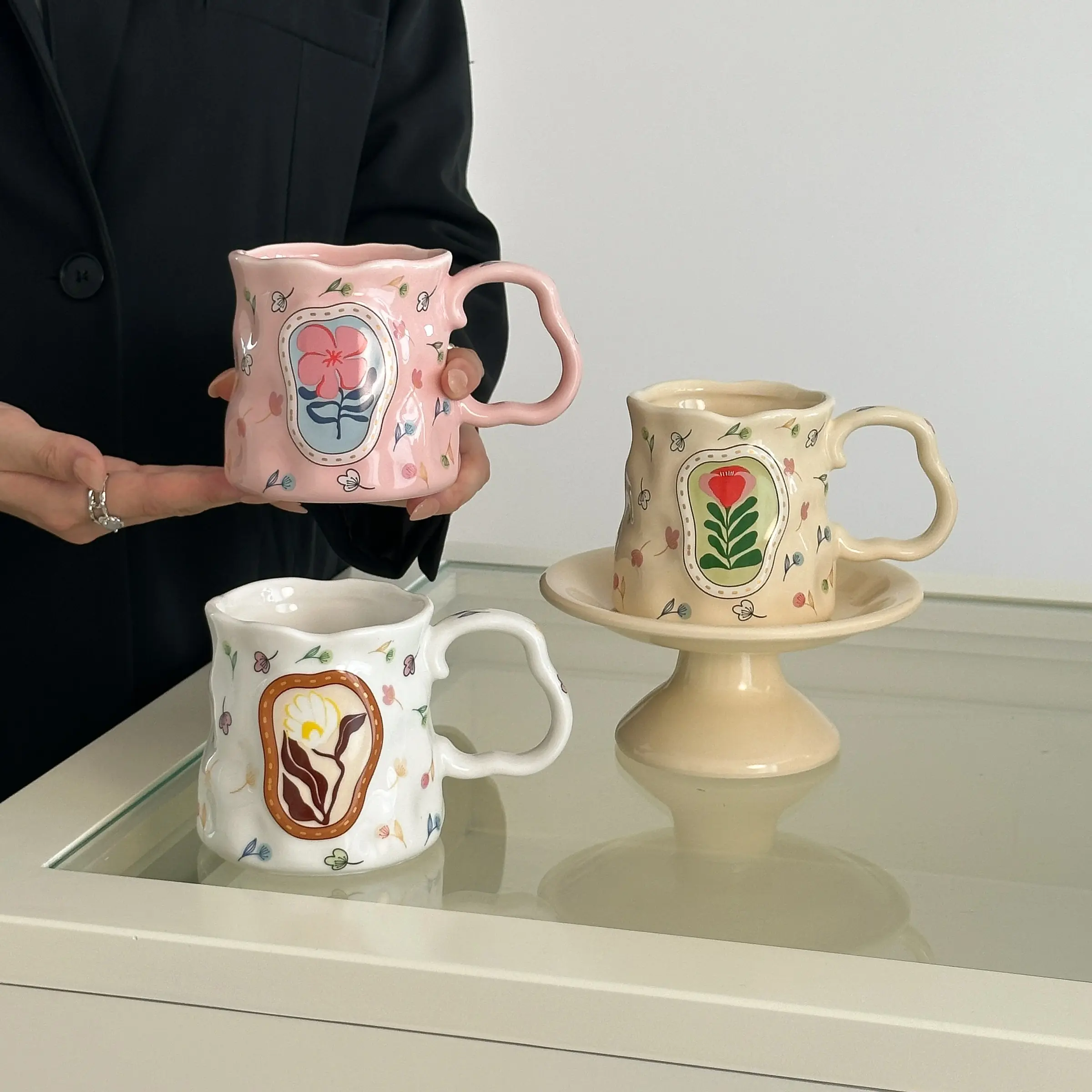 High-Value Ceramic Mug, Stylish Home Use Cup for Women, Perfect Birthday Gift, Practical Souvenir, Unique High-Class Water Bottle, Ceramic Classic Drinkware, Drinking Mug, Ceramic Cups
