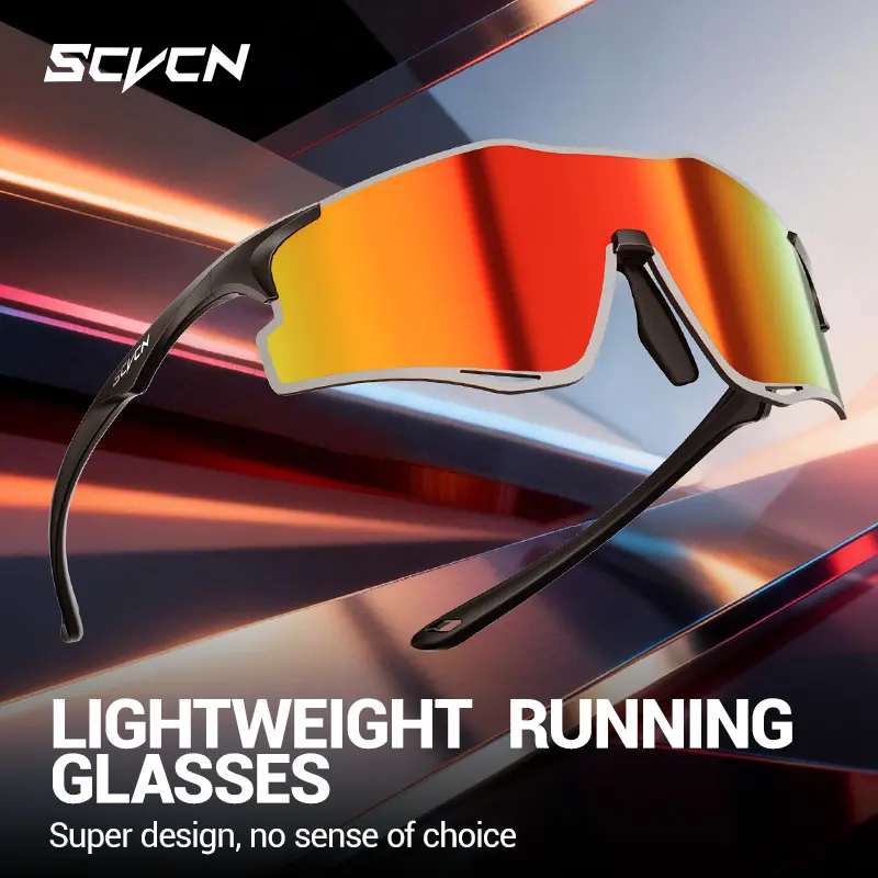 SCVCN UV400 Shield Polycarbonate Windproof Sunglasses for Adults - No Pressure Ultra-Light Sports Eyewear for Running/Cycling, Automatic Darkening Sports Eyewear, Ballistic-Grade Impact Resistance, Daily Lifestyle, Photochromic, Anti-Wind & Sand, Outdoor,