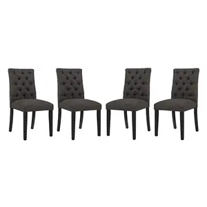 Modway Duchess Dining Chair Fabric Set of 4 in Brown