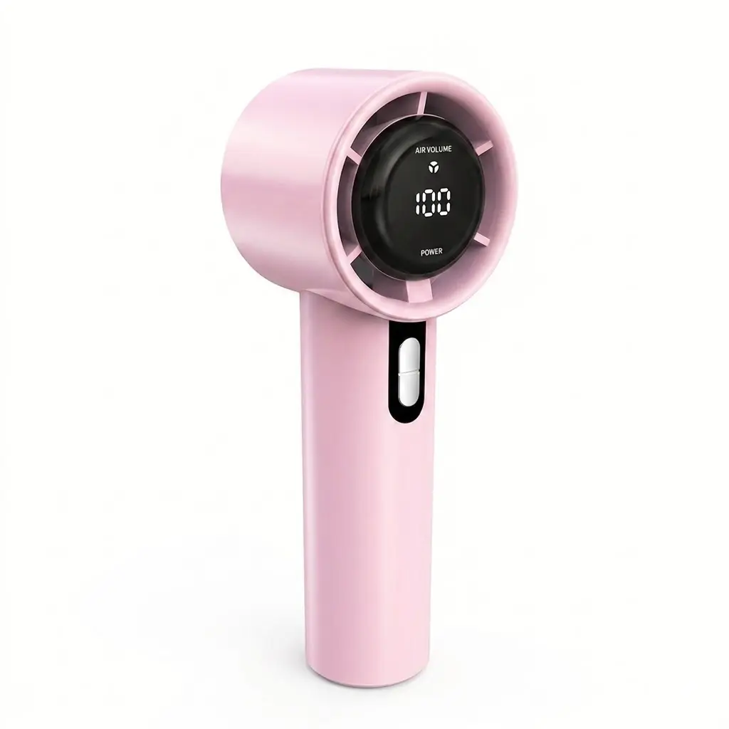 Portable High Speed Handheld Turbo Fan, USB-C Rechargeable Mini Cooling Fan with LED Digital Display, 100 Levels Stepless Speed Quiet Personal Fan, Compact Small Fan for Travel Office Outdoor Makeup, Pink,back to school,back to school haul