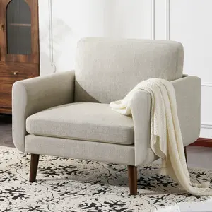 ABCASA Mid-century Modern Accent Chair, Upholstered Armchair Lounge Chair with Solid Wood Frame & Linen Fabric for Living Room Bedroom Apartment, modern comfy accent sofa chair