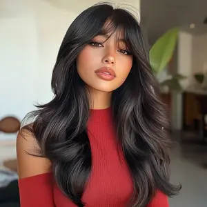 22 inch | Dark Brown | Curly Hair  with hair bangs| SM7245