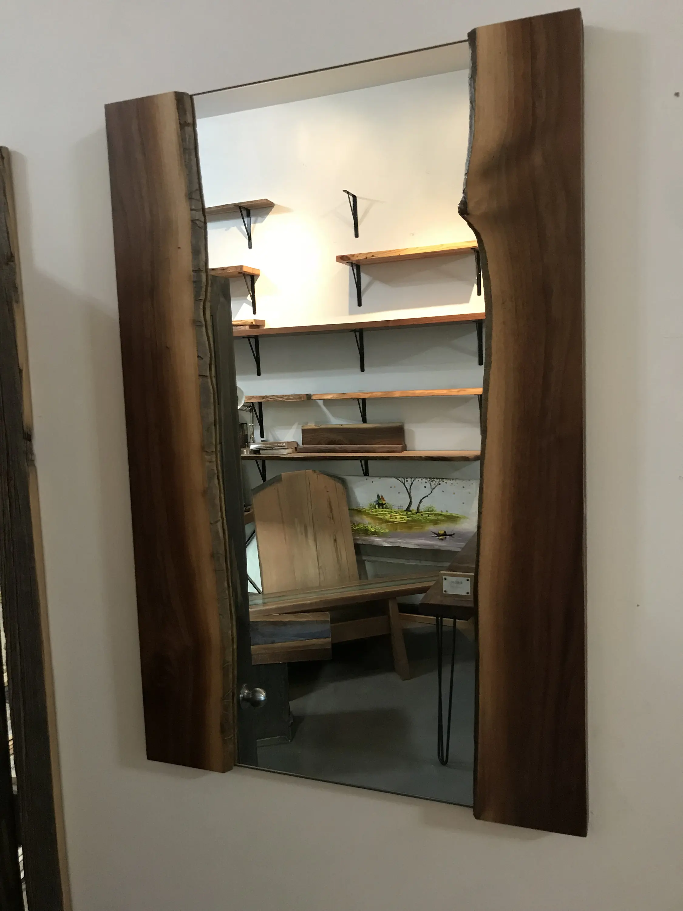 Live Edge Walnut Large Wall Mirror - Natural, Rustic, Farmhouse Home Decoration (36" x 24")