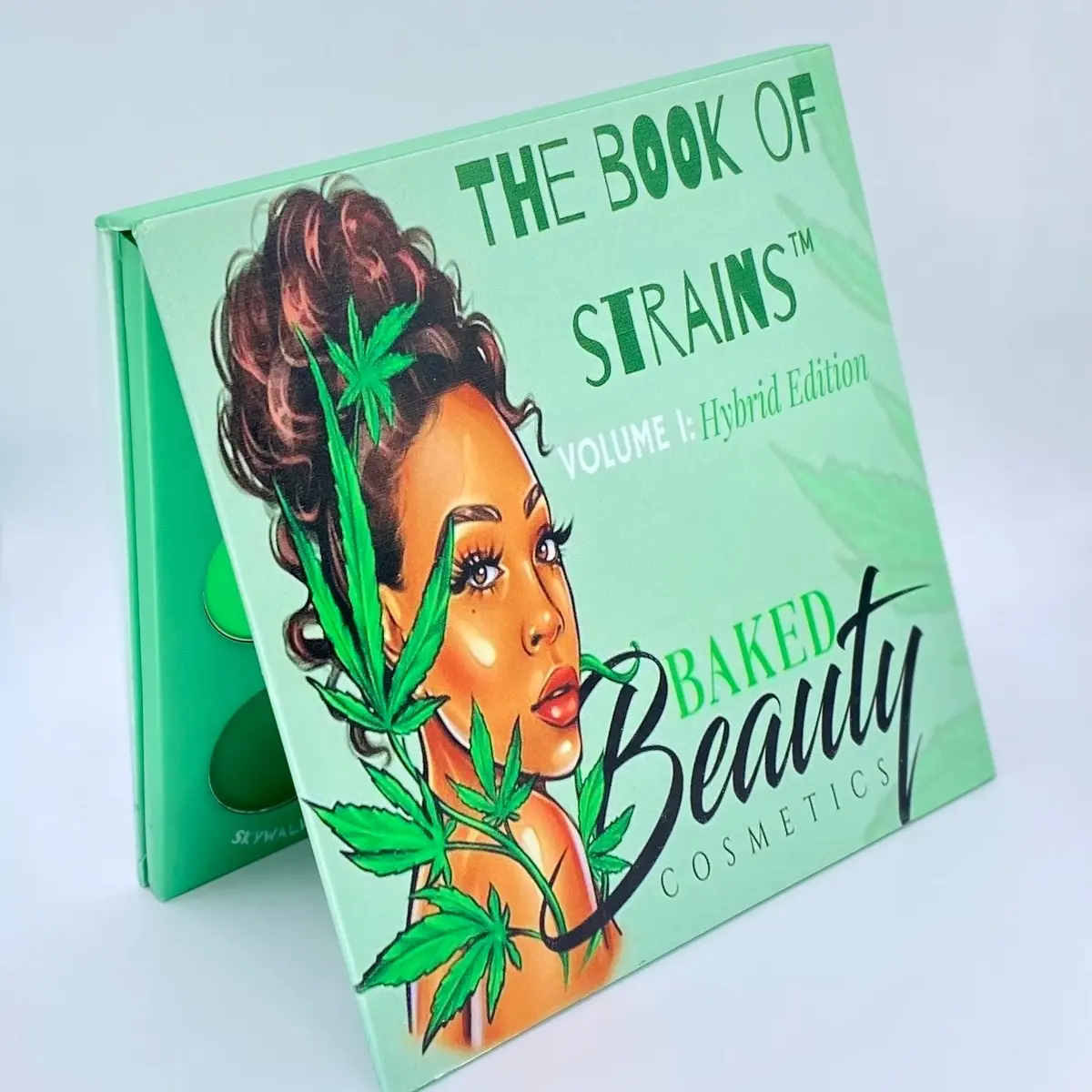 Baked Beauty Cosmetics The Book of Strains Vol. I: Hybrid Edition Eyeshadow Palette with 9 Highly Pigmented Shades Makeup Color Compact Glitter Matte Shimmer Smooth Blend Mirror