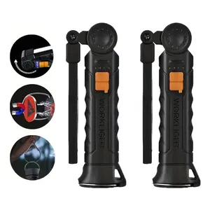 2/4Pack Rechargeable Camping LED Flashlight Torch Lamp, Magnetic Hook & Foldable Design, 5 Lighting Modes Ideal for Night Work, Portable LED Flashlight