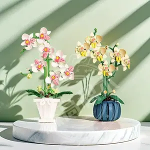flash cards Show Bouquet Flowers Mini Building Blocks Constructor Sets Block Model Puzzle Assembling Bricks DIY Home Decoration Children Toy Gift