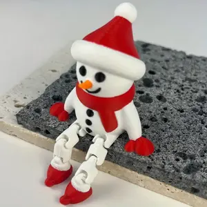 3D Printed Mini Christmas Snowman Doll with Movable Joints, Desktop Decoration, Gift, Trendy Christmas Scene treat goody party