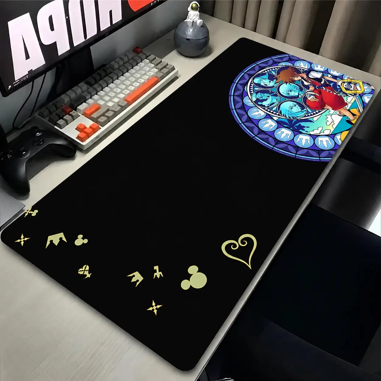 K-Kingdom & H-Hearts Anime Mouse Pad – Black Extended Desk Mat with Non-Slip Rubber Base for PC & Laptop, Desk Mat, PC Accessories, Non-Stitched Mat, PC Accessories